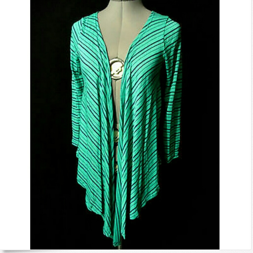 New FASHION USA Asymmetric Cardigan SM Blue Green